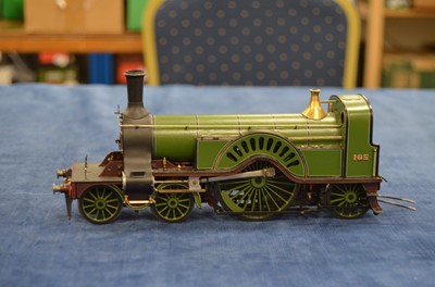 Lot 608 - Kitbuilt Finescale 0 Gauge 4-2-2 Loco & Tender Lined green class GNR Sterling single