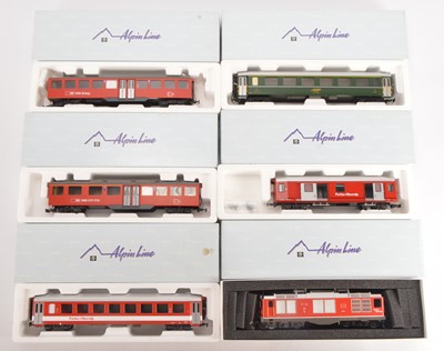 Lot 613 - Fama (Switzerland) Om Scale Continental outline Alpine line Locomotive and coaches (6)