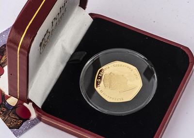 Lot 23 - A British Pobjoy Mint 2018 Gibralter gold proof 50 pence "Father Christmas" coin