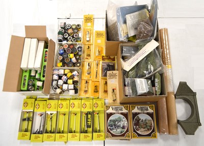 Lot 243 - Ratio Signal kits 00 gauge with Scenic materials paints and other items  (qty in 2 boxes)