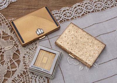 Lot 324 - Two gilt metal rectangular Elizabeth Arden compacts