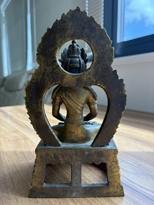 Lot 373 - A pair of antique Far Eastern gilt bronnze Buddhist figures