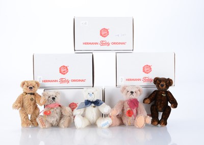 Lot 35 - Five small Hermann teddy bears