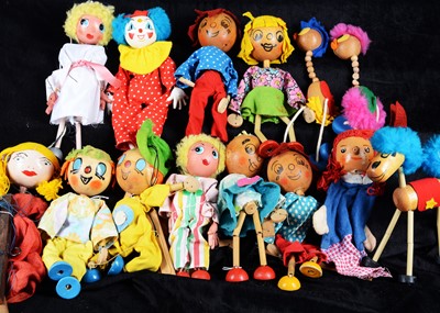 Lot 142 - A selection of Pelham Wooden headed Range puppets and animals