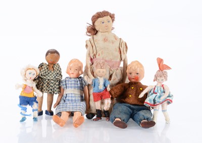Lot 153 - Seven dolls’ house dolls