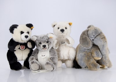Lot 371 - Four Steiff yellow tag soft toy animals and teddy bears