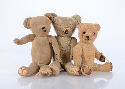 Lot 527 - Three balding teddy bears