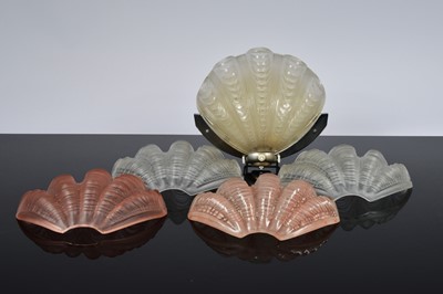 Lot 48 - Five scalloped opaque glass wall light shades