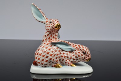 Lot 120 - A modern Herend porcelain rabbit group