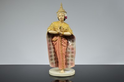 Lot 129 - A rare Royal Worcester porcelain figure of a Siamese Dancer modelled by Pinder Davis