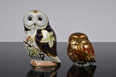 Lot 146 - Two Royal Crown Derby porcelain owl paperweights