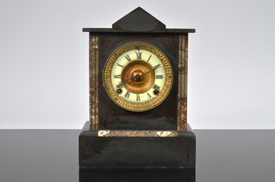 Lot 27 - A Victorian period slate and marble mantle clock