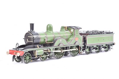 Lot 548 - Scratchbuilt 0 Gauge LSWR green Adams T6 4-4-0 680 Locomotive and Tender