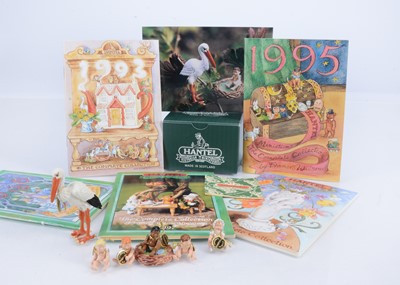 Lot 40 - A Hantel Miniatures stork baby and nest set