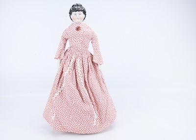 Lot 742 - A fine 19th century china shouldered doll with elaborate hairstyle