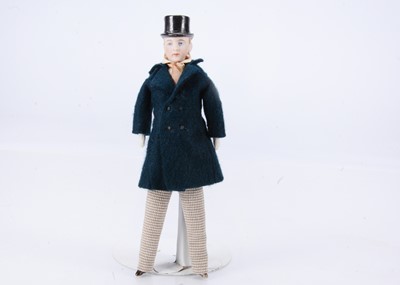 Lot 807 - A rare size Simon & Halbig bisque shoulder-head doll with moulded top hat