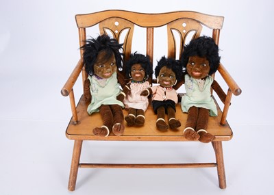 Lot 839 - A family of four 1920-30s Norah Wellings brown velvet dolls