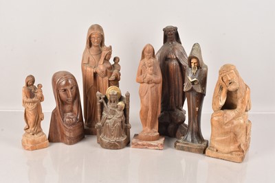 Lot 207 - A collection of 19th Century and later carved wooden Religious figures