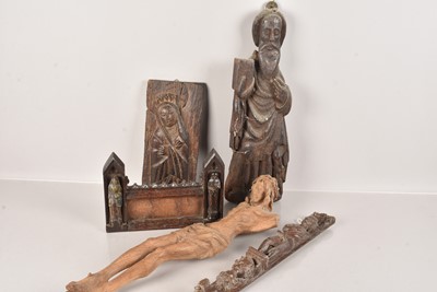 Lot 216 - A small collection of 19th Century carved wooden Religious items