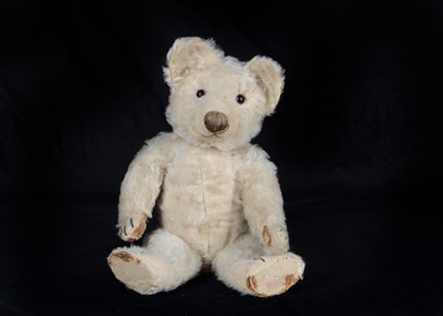 Lot 100 - A rare Chad Valley white mohair teddy bear, 1930s