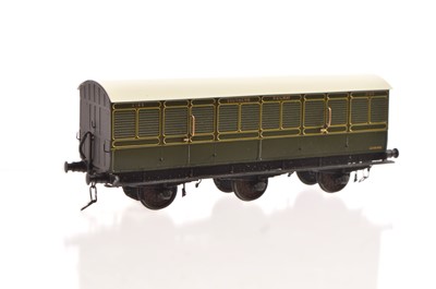 Lot 167 - A Lawrence Scale Models 00 Gauge SR olive green 6-wheel Luggage Van No 2168