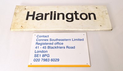 Lot 323 - Alloy Train Station Sign Harlington Middlesex and Connex South-eastern Address Notice (2)