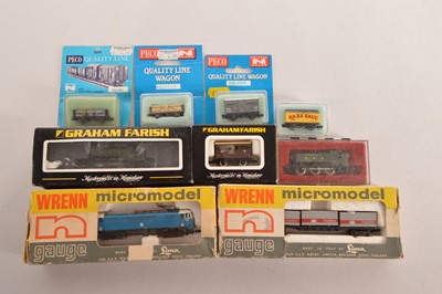 Lot 36 - N Gauge Steam Tank Locomotives Electric Locomotive and Goods Wagons (9)