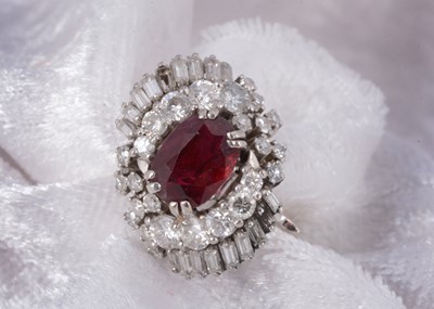 Lot 83 - A ruby and diamond cocktail ring