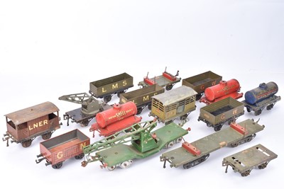 Lot 191 - Hornby 0 Gauge early open axle Goods Rolling Stock