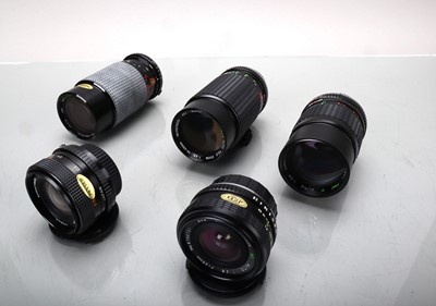 Lot 181 - Five Olympus OM Mount Lenses