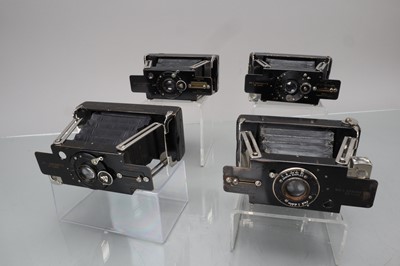 Lot 244 - Four Ensign No. 2 Ensignette De Luxe Folding Strut Cameras.