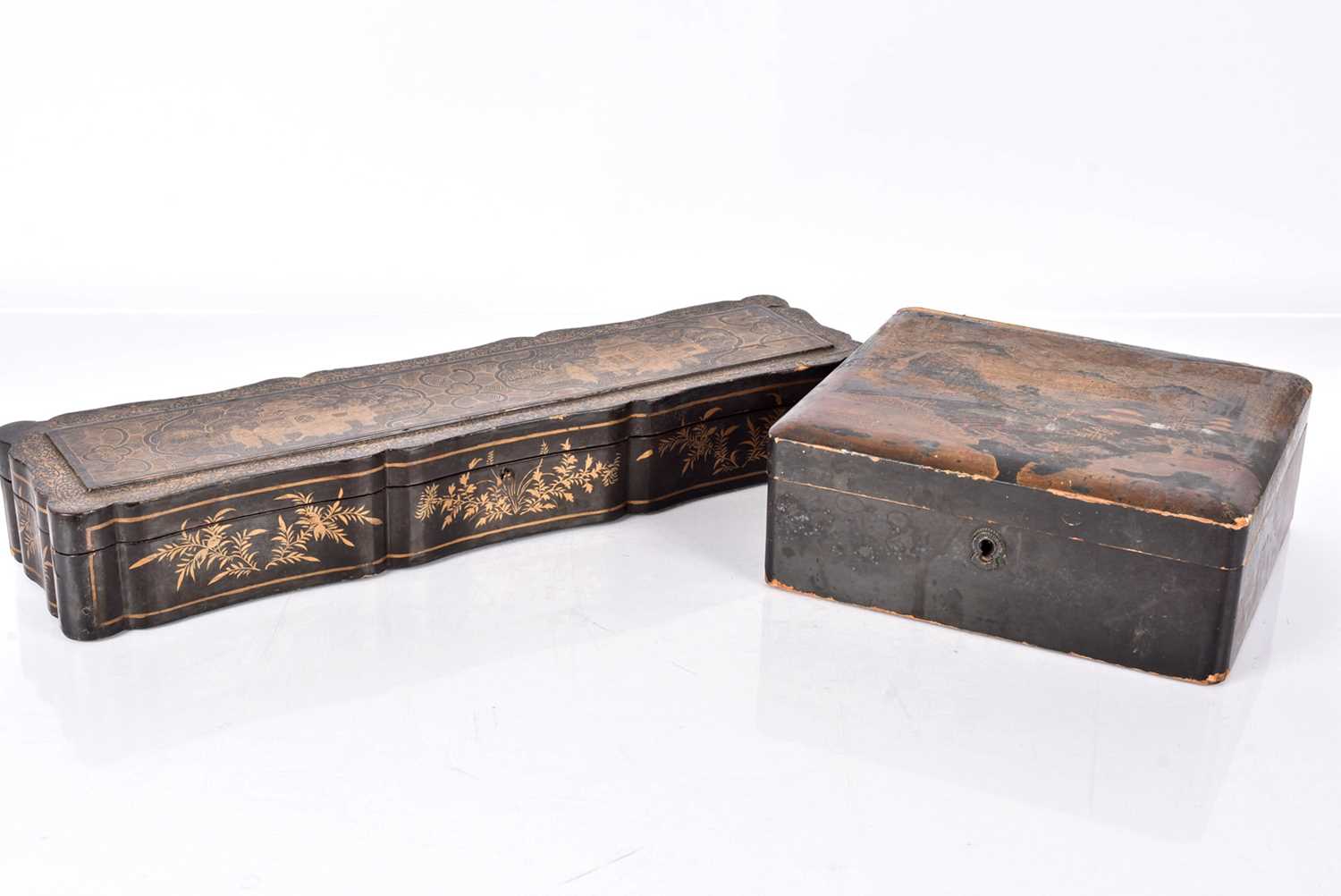 Lot 1 - A Chinese lacquered fan case