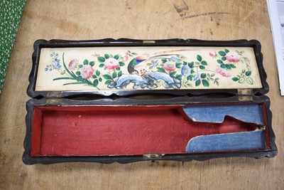 Lot 1 - A Chinese lacquered fan case
