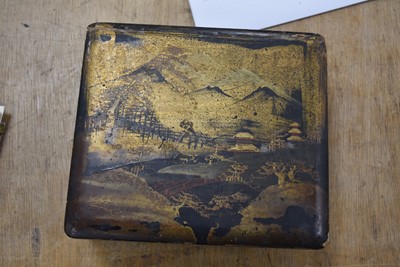 Lot 1 - A Chinese lacquered fan case