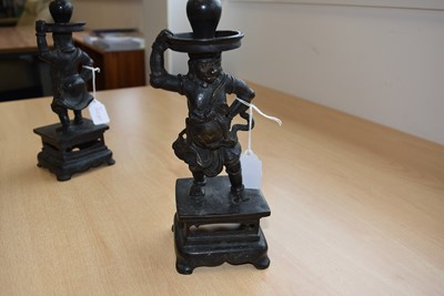 Lot 20 - A pair of Chinese Bronze Candlesticks