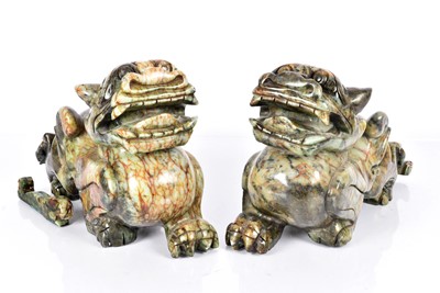 Lot 52 - A pair of large hardstone carved Foo Dog figures