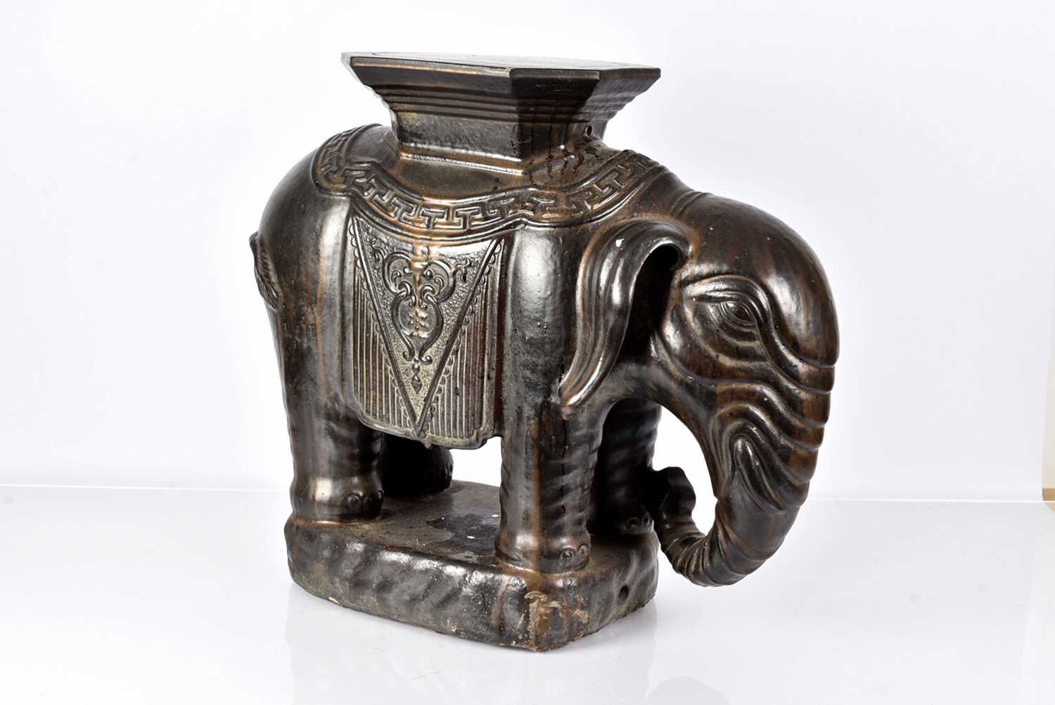 Lot 66 - A large ceramic Chinese Elephant Stool