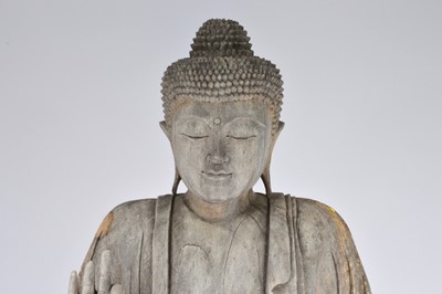 Lot 71 - A large carved wooden Meditating Buddha statue