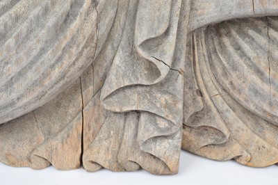 Lot 71 - A large carved wooden Meditating Buddha statue