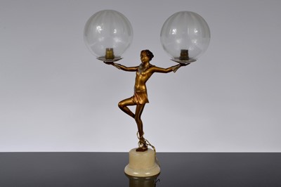 Lot 115 - An Art Deco Spelter Figural Table Lamp