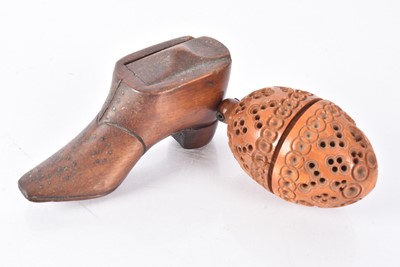 Lot 151 - A Georgian carved wooden novelty snuff box