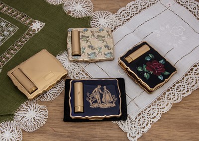 Lot 588 - Four rectangular Stratton Lipstick Duo Empress compacts