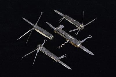 Lot 711 - Four Wooden Scaled Multi-Tool pocket knives