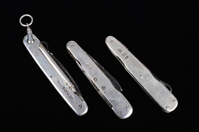 Lot 733 - Three Sheffield Hallmarked Pocket Knives/Multi-Tools