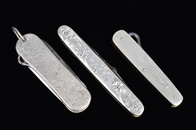 Lot 740 - Three silver scaled Multi-Tool/Pocket Knives