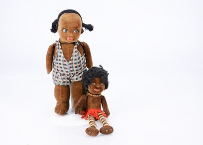 Lot 190 - Two 1930s Norah Wellings brown velvet dolls
