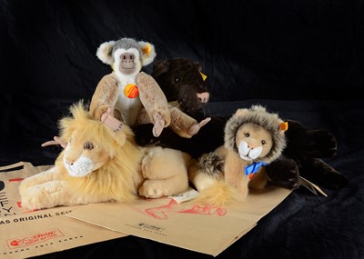 Lot 264 - Four recent Steiff yellow tagged wild animals
