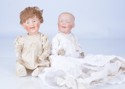 Lot 355 - Two German bisque headed character babies