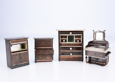Lot 398 - Waltershausen type dolls' house furniture to repair