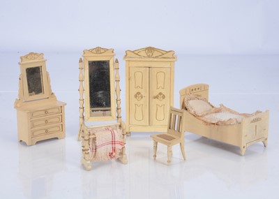 Lot 439 - Schneegas cream painted dolls' house bedroom furniture